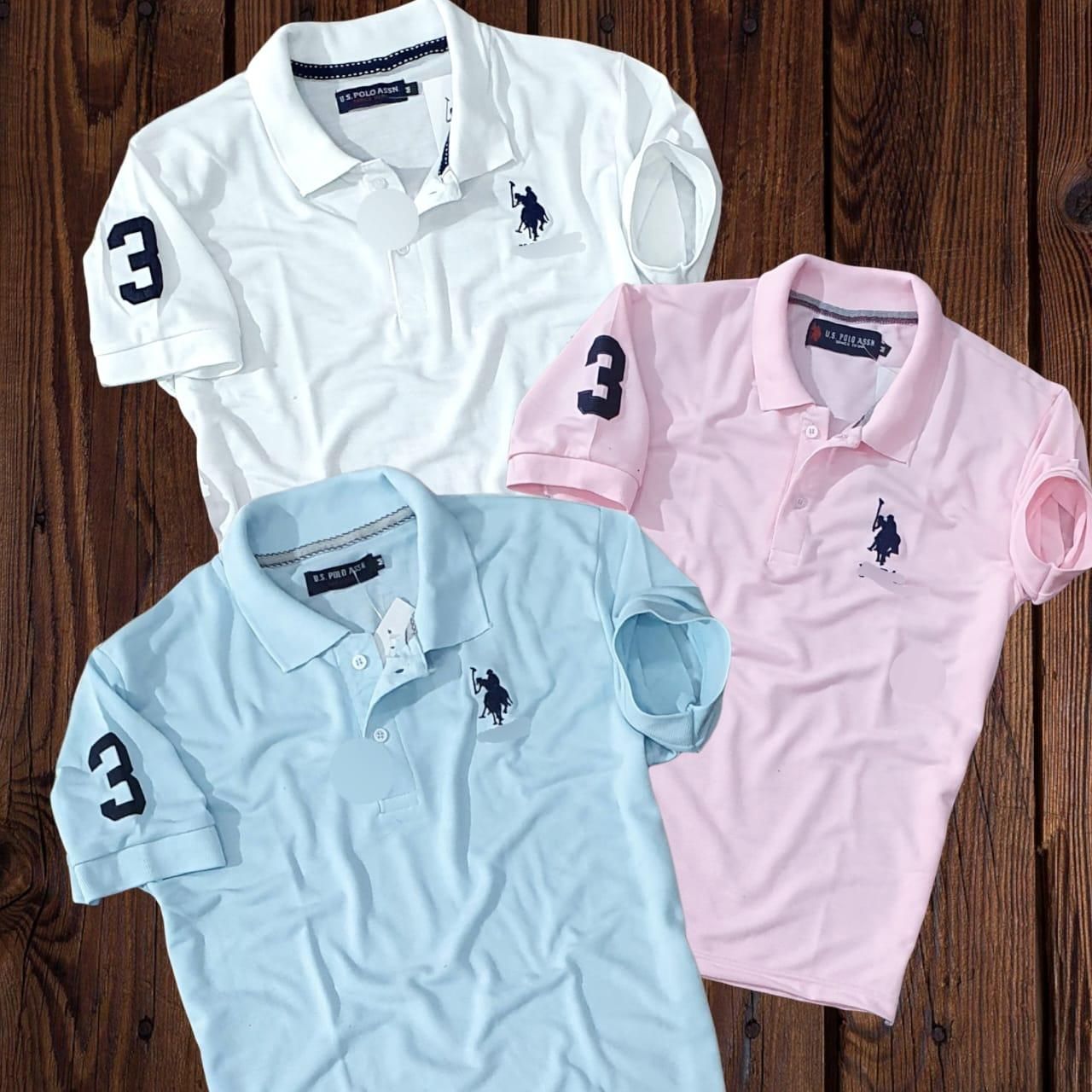 Cotton Solid Half Sleeves Mens Polo T-Shirt Pack Of 3